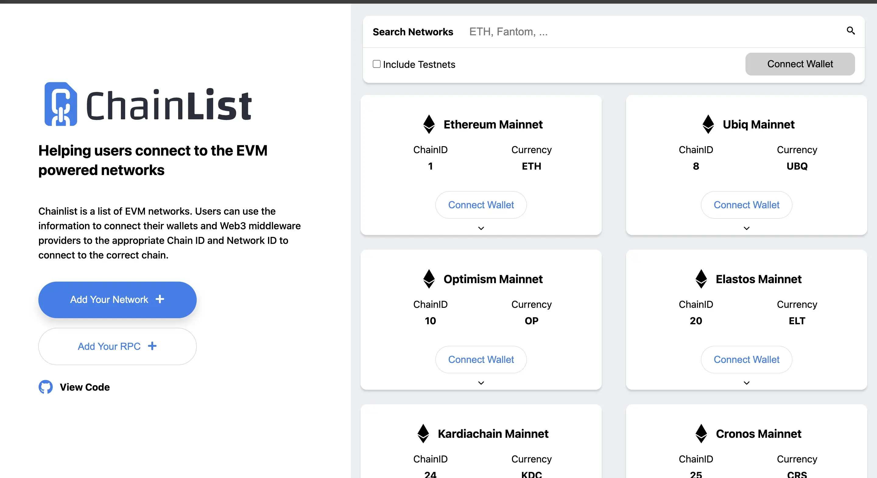 An image of the Chainlist Clone project.